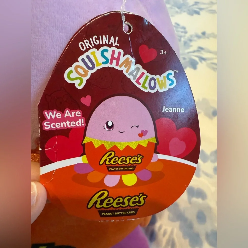 Jeanne the Octopus Sqishmallow, Reeses scented Design. 10-12ich.